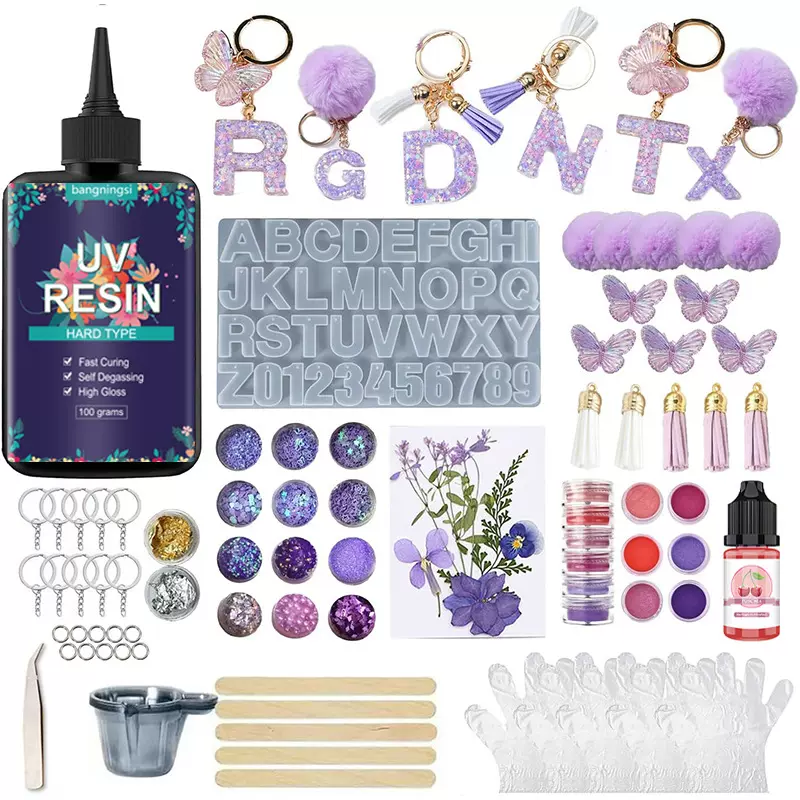 Temu亚马逊uv树脂手工diy吊坠uv胶透明耐黄变流麻材料uv水晶滴胶