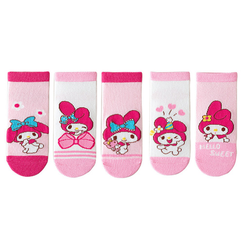 Children's socks 24 Spring New Arrival Cute Cartoon Mimi Girls' Short Socks Sweet Medium and Small Children's Cotton Socks Manufacturer to Distribute