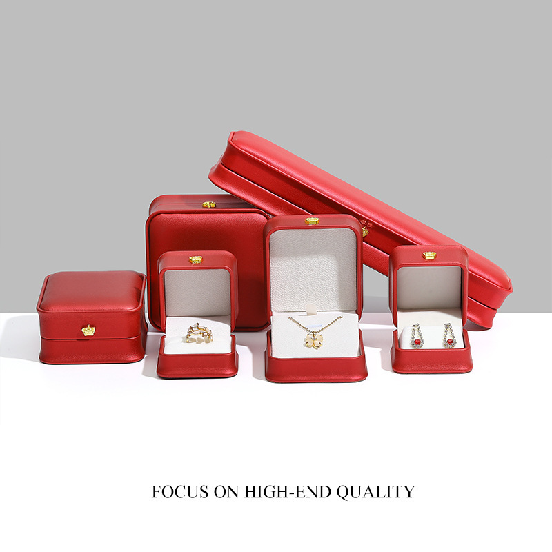 Joyero PU cuero corona colgante pulsera anillo caja cintura embalaje joyería collar pantalla caja de joyería