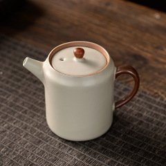 汝窯急須米黄防湯四角い壺のティーポットにお茶を入れてお茶を飲む家庭用のお茶やかんに茶器を入れる工夫茶器