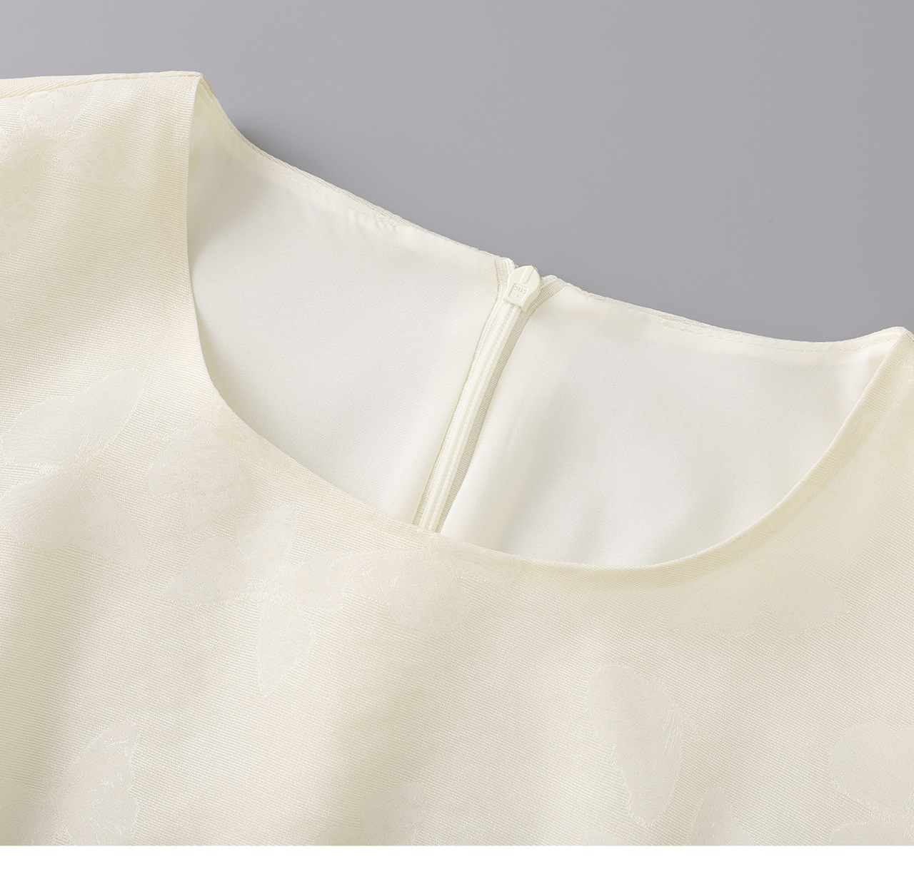 Đầm maxi nữ thắt eo họa tiết bướm jacquard kiểu Pháp — màu be chi tiết 23