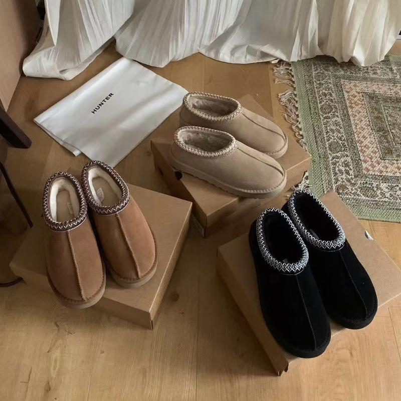 2026 new ethnic-style Tasman winter comfortable low-top casual slip-on shoes, flat-soled, made of cowhide with a furry lining 2026 new ethnic-style Tasman winter comfortable low-top casual slip-on shoes, flat-soled, made of cowhide with a furry lining