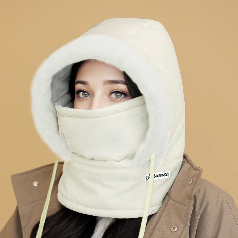 帽子女围脖面罩一体冬季防寒骑车防风帽毛绒护耳包头帽保暖套头帽|undefined