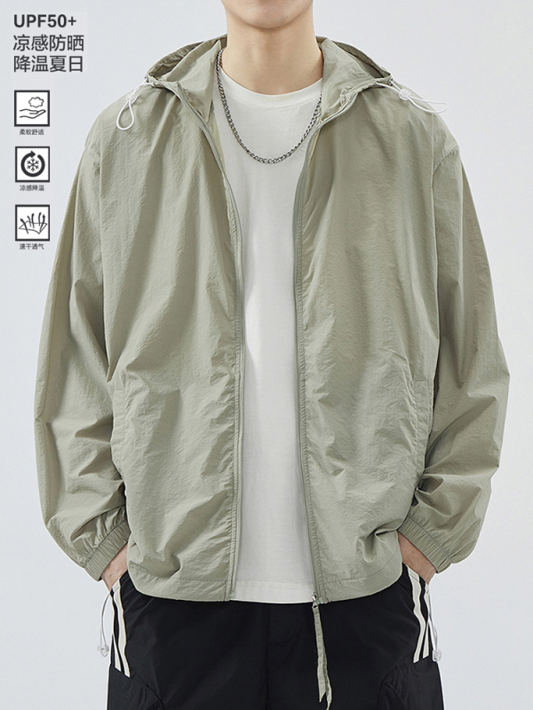 屋外アイスシルク軽量日焼け防止服男性用 2025 夏 UPF50 + 抗 UV 通気性日焼け防止服ジャケット|undefined