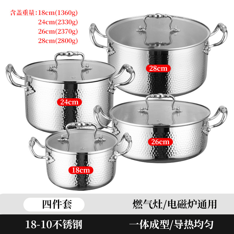 Olla de Acero Inoxidable 304 de Alta Gama con Doble Asa para Hot Pot, Olla para Guisos Caseros, Olla Multiusos para Pollo con Coco, Engrosada.