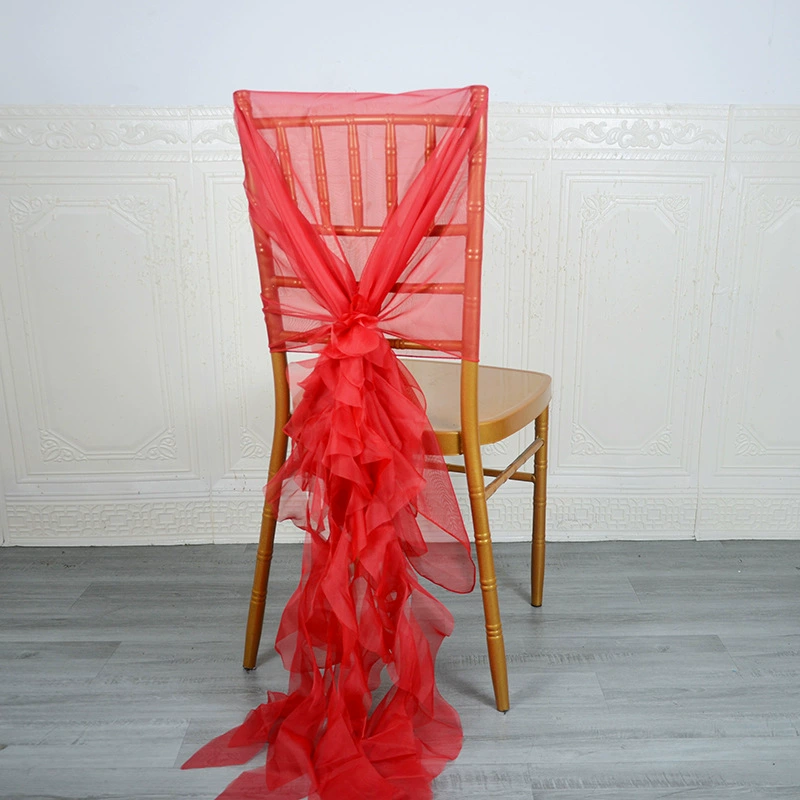 Трансграничный Тюль спинка стула с цветочным бантом в европейском стиле Свадебная стеклянная пряжа уличный стул гостиничный стул крышка ленты
