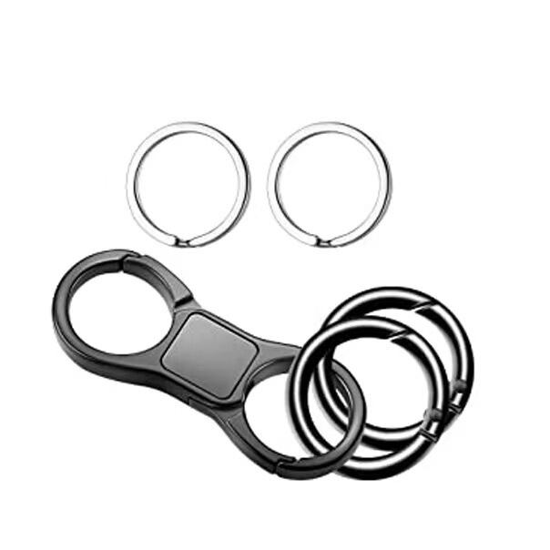 Business men's high-end waist hanging creative metal key chain pendant Amazon laser lettering spring ring double buckle Business men's high-end waist hanging creative metal key chain pendant Amazon laser lettering spring ring double buckle
