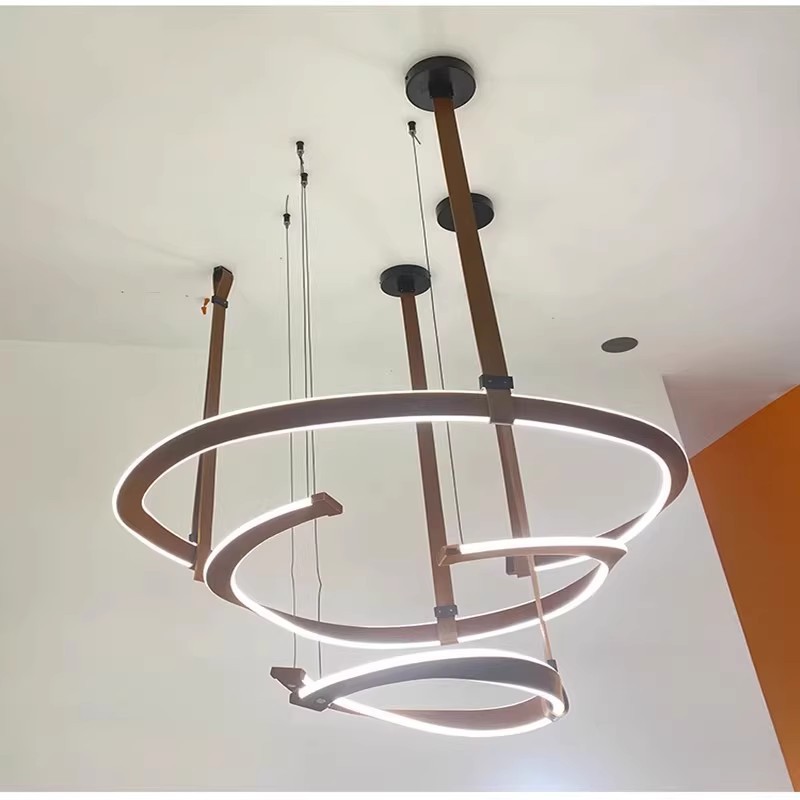 Lámpara de la sala de estar minimalista italiana después de la villa moderna elegir alto comedor de cuero anillo de vestíbulo luz principal lujosa