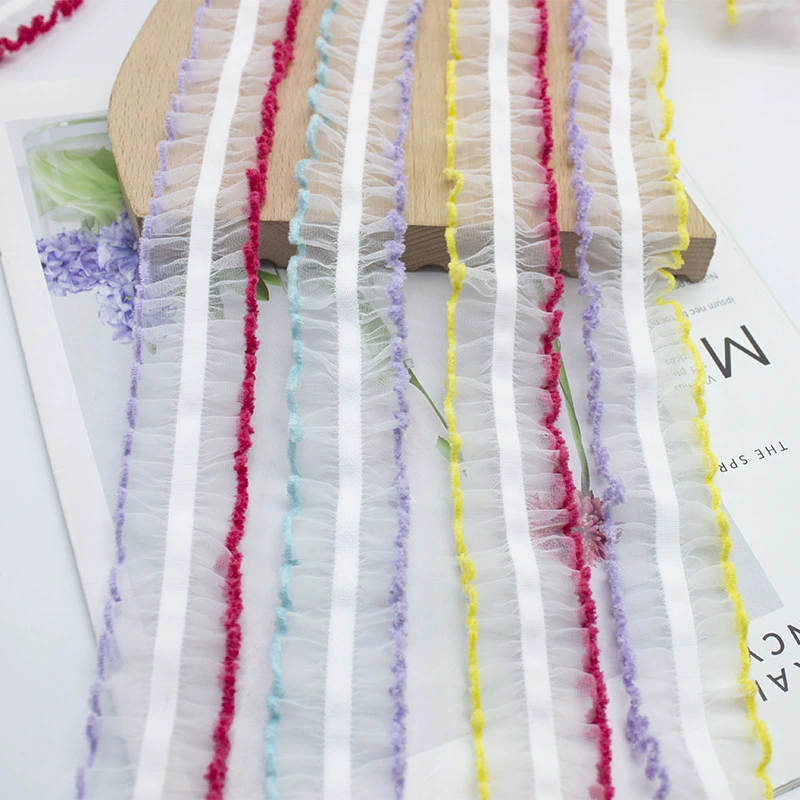 3.0cm двухцветная окантка снежная пряжа эластичные кружевные складки DIY носки манжеты для волос Лолита куклы платье украшения