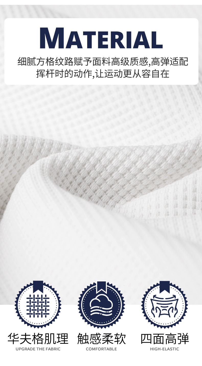 Áo polo nam dài tay golf PGM chất liệu waffle thoáng khí co giãn cao — Tay áo dài màu đen [kết cấu bánh quế/viền xẻ/độ đàn hồi cao ở mọi mặt] YF823 chi tiết 8