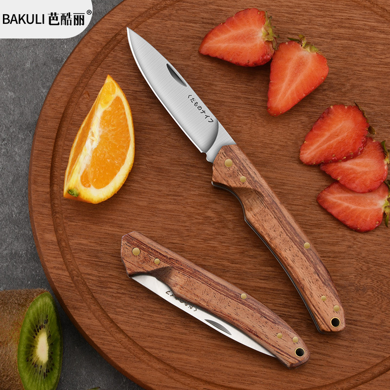 Registro de alta gama cuchillo de fruta hogar portátil plegable cuchillo afilado pelador estudiante dormitorio cuchillo de fruta de acero inoxidable