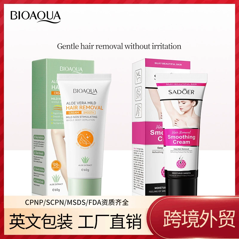 Крем для удаления волос BIOAOUA с алоэ вера для трансграничной торговли, мягко удаляющий волосы без раздражения, быстродействующий крем для депиляции.
