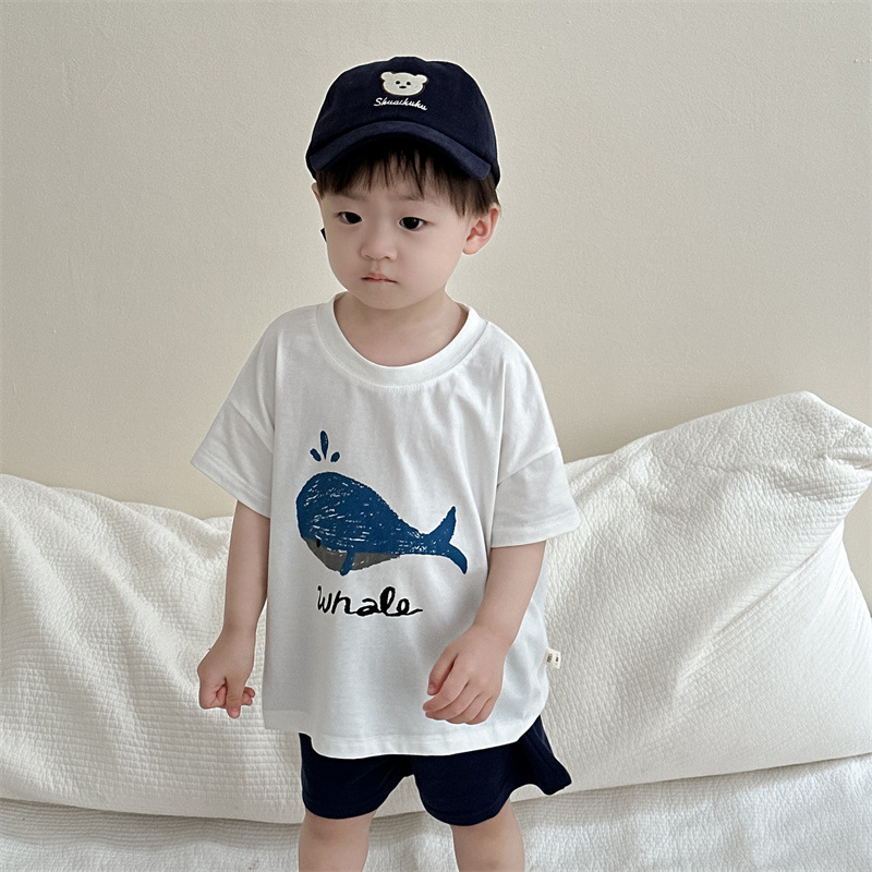 Conjunto Infantil con Camiseta de Dibujos Animados Set de 2 piezas de Algodón para Verano