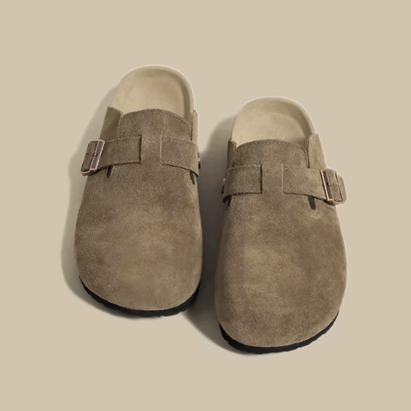 Половина шлепанцев для мужчин и женщин 2024 новая ретро-замша плоская педаль повседневная обувь Buckenn