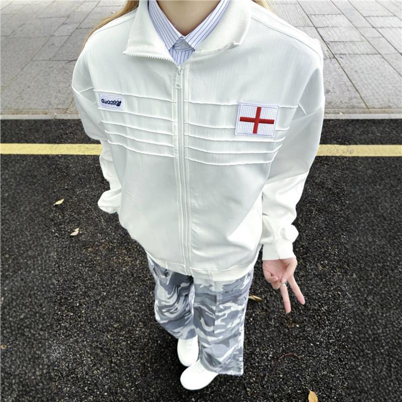 American-style co-branded England three-leaf embroidered jacket for women, casual versatile sports lapel jacket for both men and women