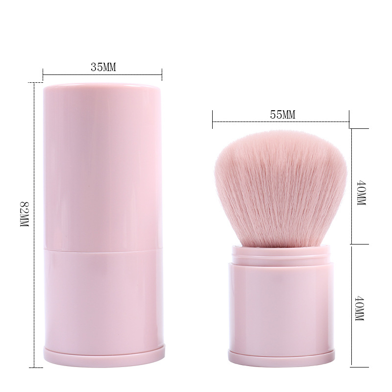 Cepillo telescópico redondo de una sola cabeza cepillo de maquillaje Rosa cepillo grande cepillo suelto cepillo portátil belleza herramienta maquillaje cepillo