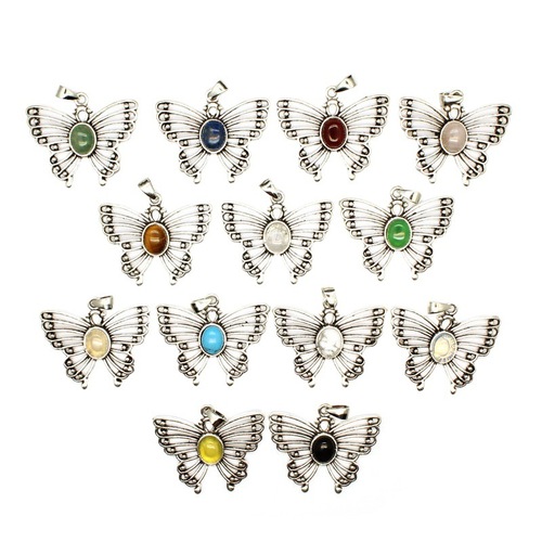 Cross-border crystal jewelry wholesale, personalized fashion hollow butterfly pendant, lapis lazuli pendant, street stall trinkets