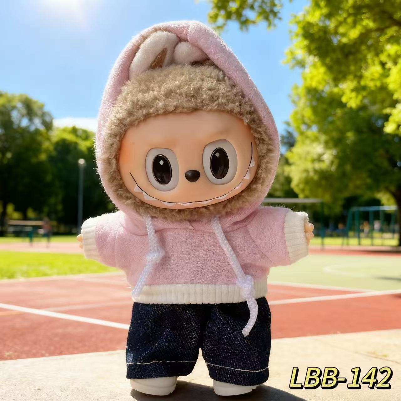 Suéter de invierno serie de ropa de tela de labu set una segunda y tercera generación de ropa de bebé Labubu 17cm de peluche universal