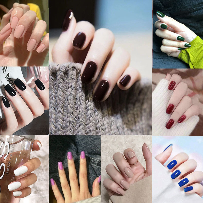 European and American Head Wearable Manicure Nails, Multi-Color Collection of Fake Nails, Finished Pure Color Square Head Nail Patches