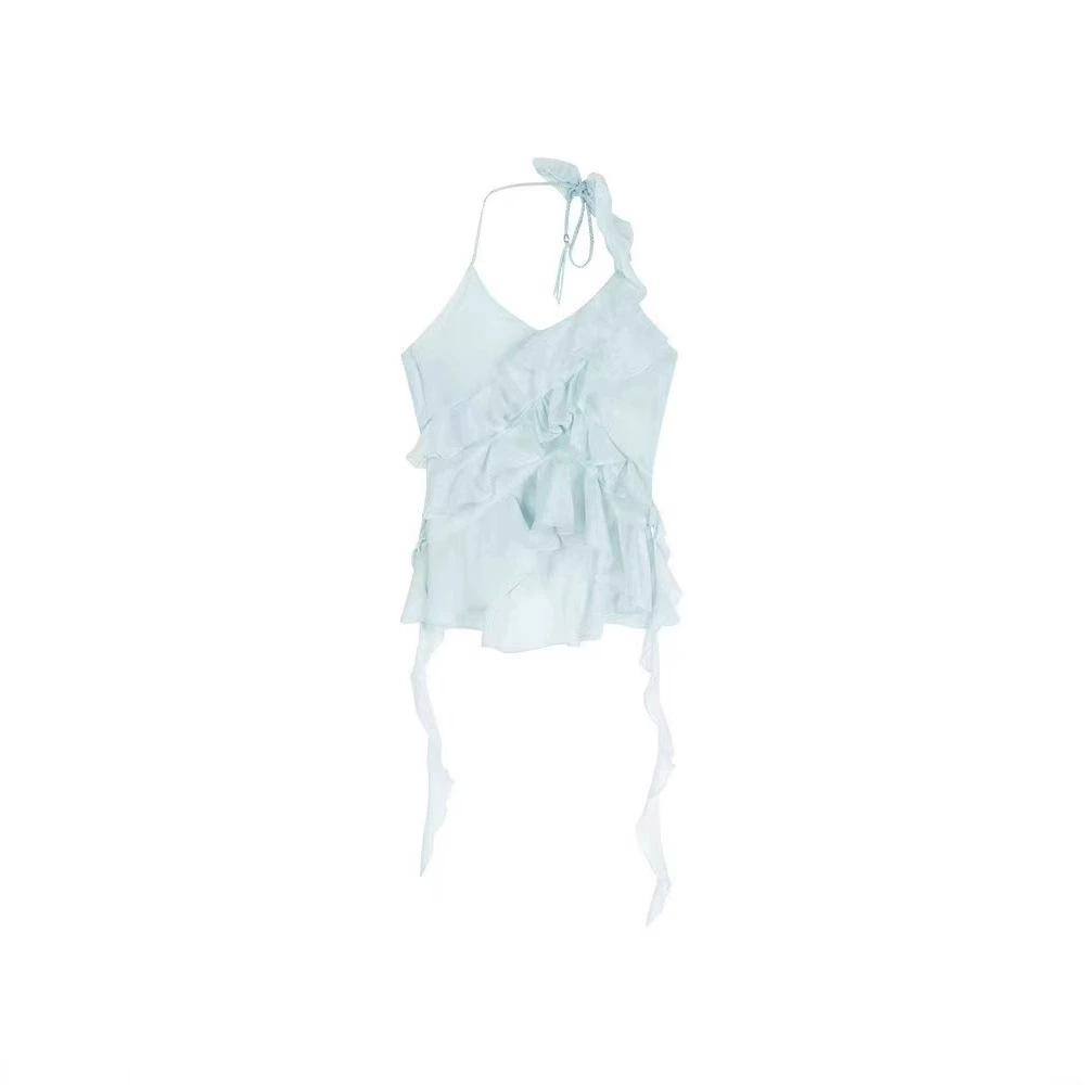 Blue short tank top, slim fit