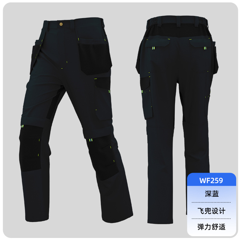 Pantalones de trabajo resistentes a la fabricación de primavera y otoño transfronterizos multibolsillos resistentes al desgaste y resistentes a la desgaste, pantalones de protección laboral reforzados para trabajadores de la construcción