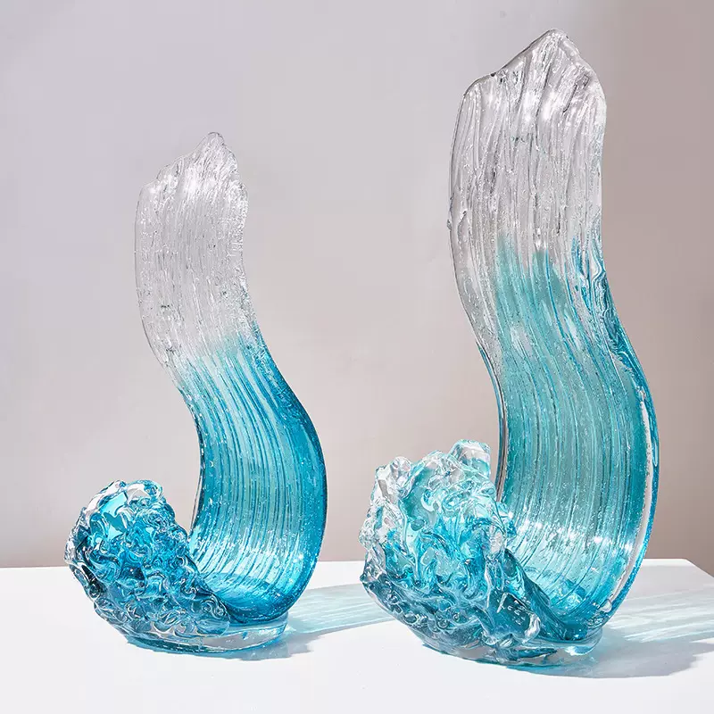 现代简约风生水起琉璃摆件餐厅客厅玄关台面工艺品装饰手工玻璃
