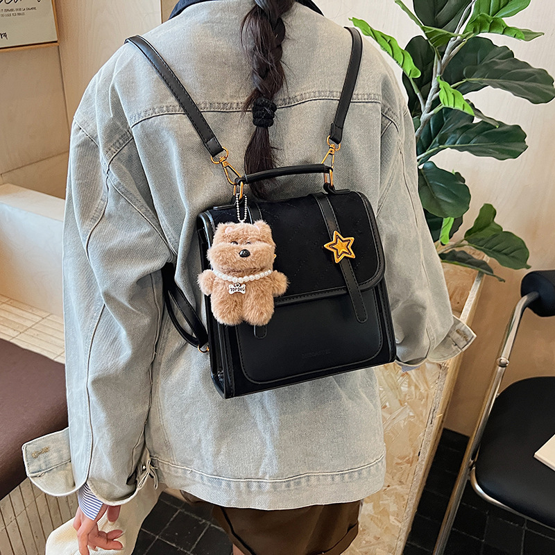 跨境女包秋冬新款复古磨砂星星双肩包高级感学院风少女多用小背包|undefined