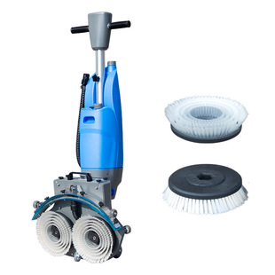 Hand-Push Mini Double-Brush Floor Scrubber Commercial Home Hotel Restaurant School Cleaning Small Portable Office