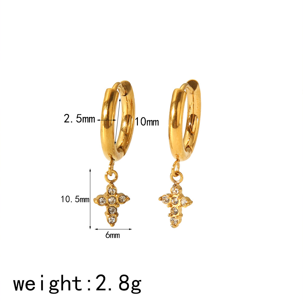 All Seasons Season Women's Gender 1 Pair Retro Simple Style Cross Plating 304 Stainless Steel Drop Earrings Earrings