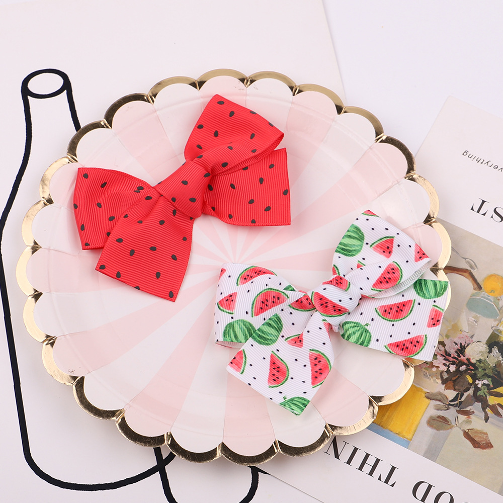 European and American fabric fruit hairpin bow simple hair accessories2