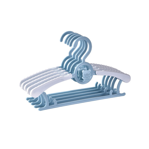 Children's multifunctional cartoon folding clothes hanger baby retractable non-slip clothes hanger windproof and traceless clothespin