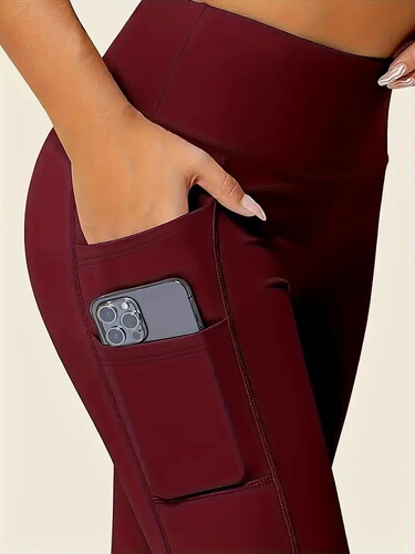 European and American 9/10 Side Pockets Yoga Pants High-Waisted Tight Thigh-Lifting Exercise Leggings
