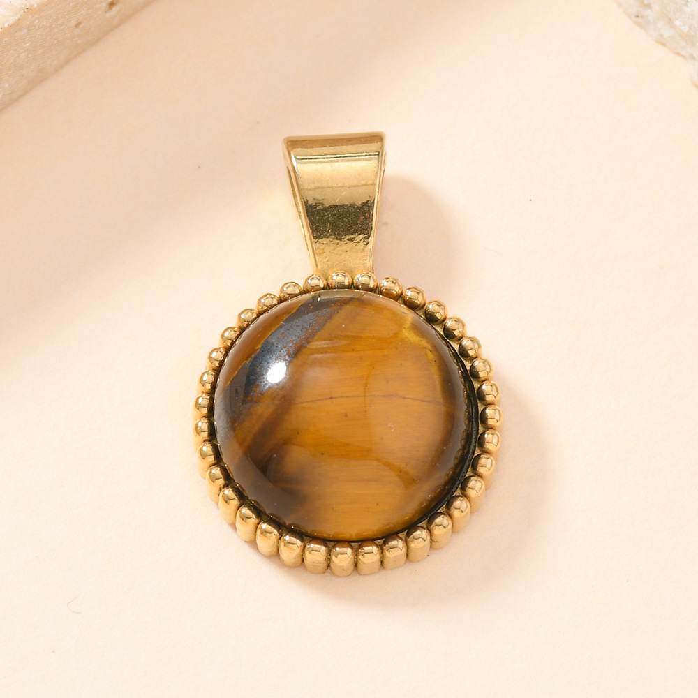 Un solo colgante europeo y americano nuevo colgante de piedra natural redondo fundido accesorios DIY lujo ligero de alta sensación joyas al por mayor