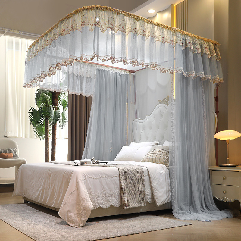 Rail mosquito net household U-shaped 2022 New 2023 grain account retractable rail bed curtain advanced bedroom floor installation-free Rail mosquito net household U-shaped 2022 New 2023 grain account retractable rail bed curtain advanced bedroom floor installation-free