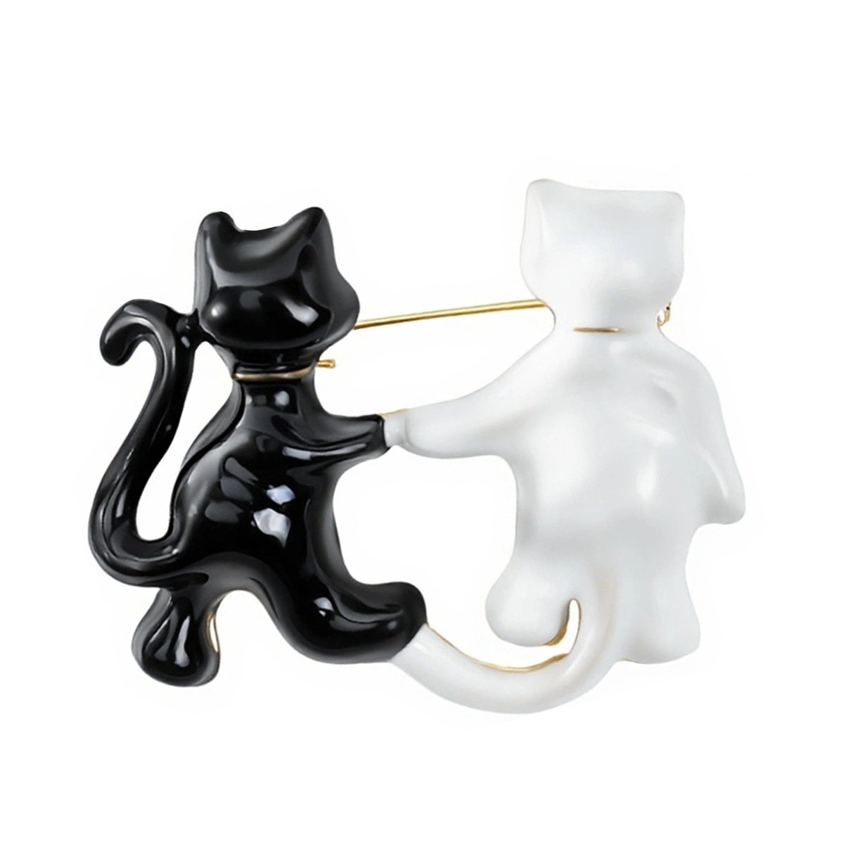 Korean Version Cartoon Cute Alloy Enamel Couple Cat Brooch Fashion Simple Men's and Women's Clothing Brooch Jewelry Pin