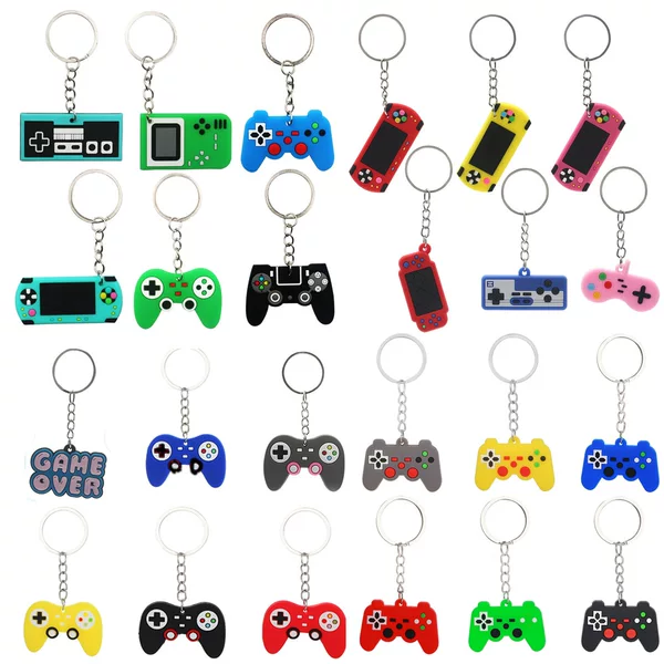 Cartoon Game Console Keychain Pvc Soft Rubber Fortress Night Game Handle Pendant Jewelry Small Gift Toys
