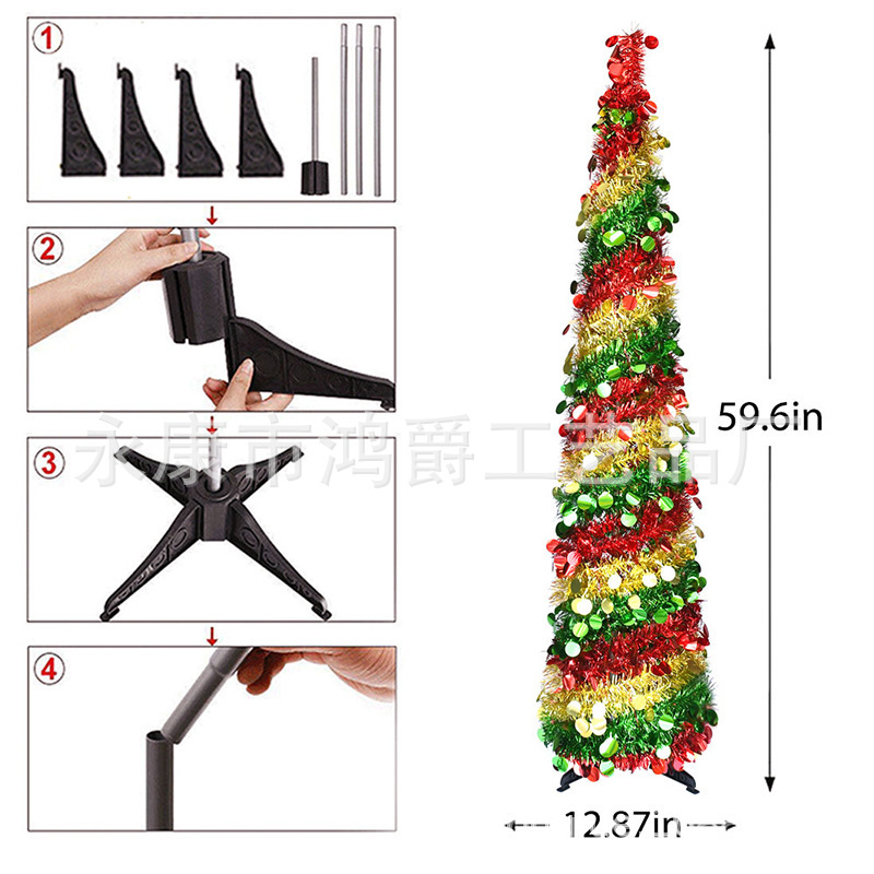 Nuevos productos transfronterizos decoraciones navideñas para el hogar de la atmósfera decorativa del árbol de Navidad PET decoración plegable árbol de Navidad