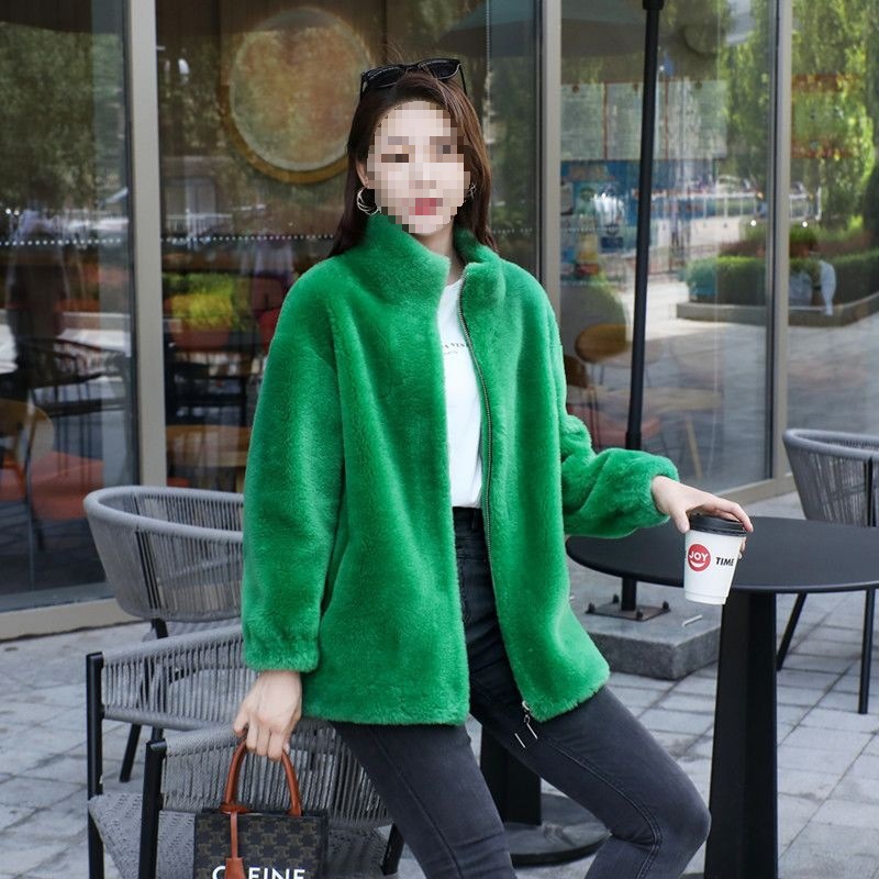 新款羊羔绒皮草羊剪绒休闲皮毛一体大衣颗粒绒年轻款羊羔毛外套女