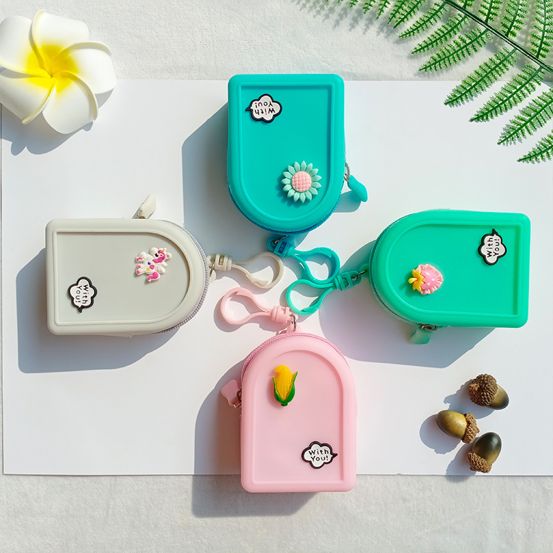 多色硅胶滴胶马卡龙零钱包 硅胶卡通怪脸点胶公仔拉链包针车