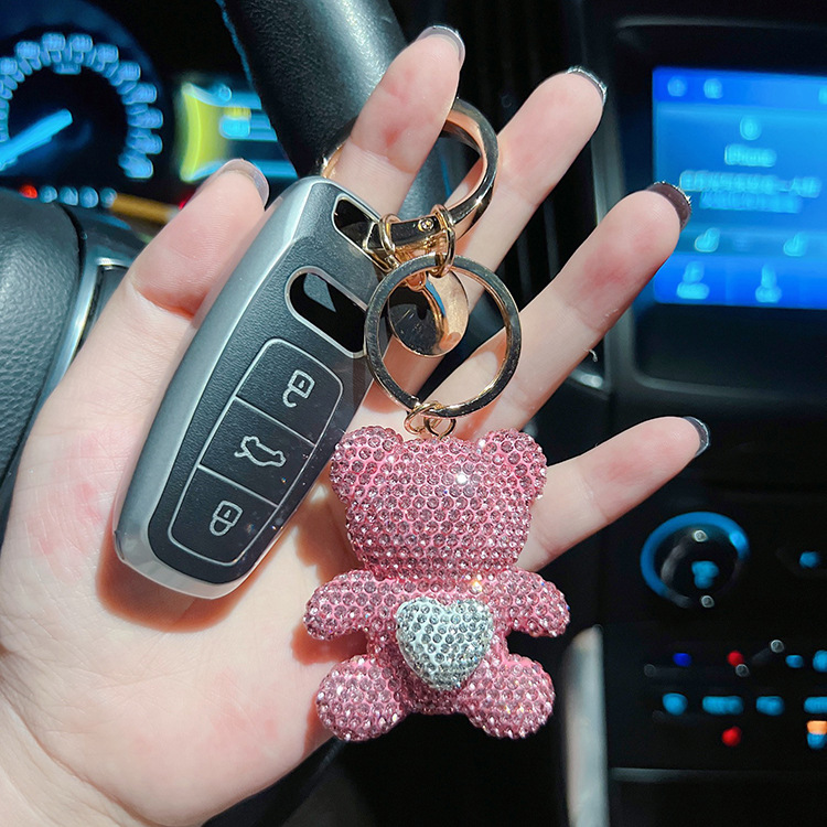 73g Weight Bag Pendant, Keychain Classification 1 Piece Quantity Daily Occasion Alloy, Plush Material Bear, Heart Shape Pattern Women's Gender Cute, Modern Style, Classic Style Style 1 Piece Cute Modern Style Classic Style Bear Heart Shape Alloy Plush Women's Bag Pendant Keychain 2
