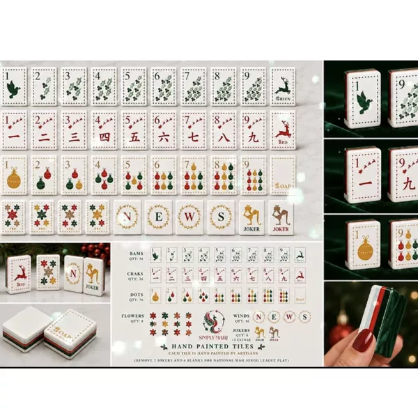 (in Stock) American-Style Mahjong Tiles 160 Pieces Acrylic Large Non-Slip Silent Home-Use Mahjong Christmas Gift