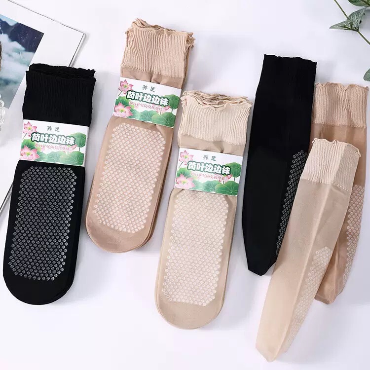 Ruffled Summer Women's Loose-Mouthed Short Stockings with Massage Soles, Non-Slip, Anti-Odor, Durable, Anti-Snagging Steel Stockings Factory Direct Sales