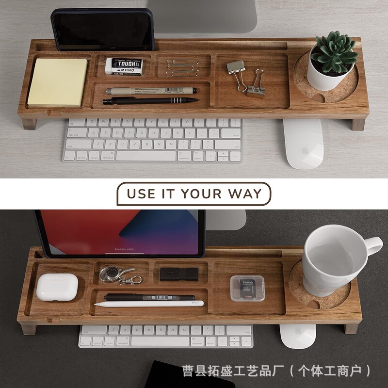 Creative Wooden Keyboard Storage Rack Desk Multi-Grid Sundry Storage Rack Computer Monitor Heightening Base Creative Wooden Keyboard Storage Rack Desk Multi-Grid Sundry Storage Rack Computer Monitor Heightening Base