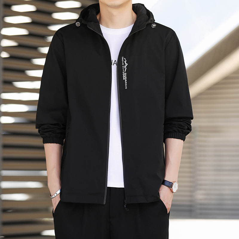 Chaqueta con capucha de los hombres de primavera y otoño casual cremallera abrigo ropa de trabajo deportiva estilo coreano de moda abrigo a juego