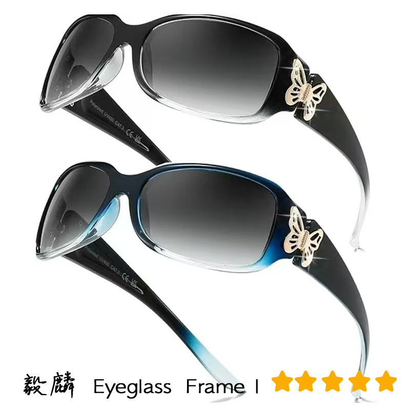 Cross-Border European and American Polarized Sunglasses for Women, High-End, Big Face, Slimming Butterfly Anti-Uv Sunglasses