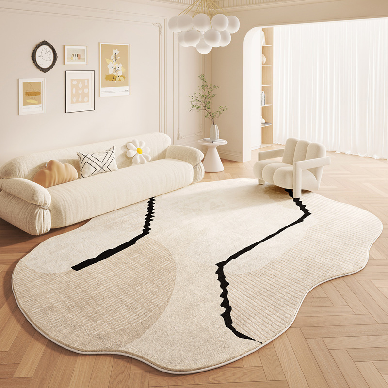 Cream Style Carpet, Living Room Special-Shaped Imitation Cashmere Carpet, High-End Bedroom Bedside Blanket, Stain-Resistant Home Sofa Carpet