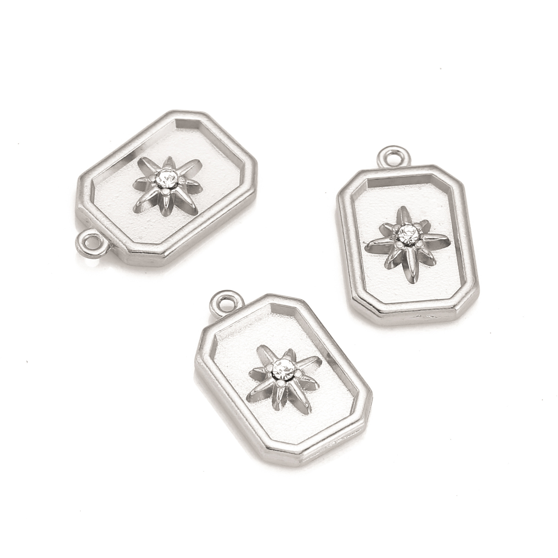 3 Pieces Quantity 3 Pieces 304 Stainless Steel Square Pendant DIY Jewelry Accessories