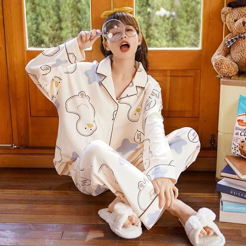 Pijamas de las mujeres de primavera y otoño 100% algodón de manga larga 2023 nuevo verano e invierno traje homewear al aire libre