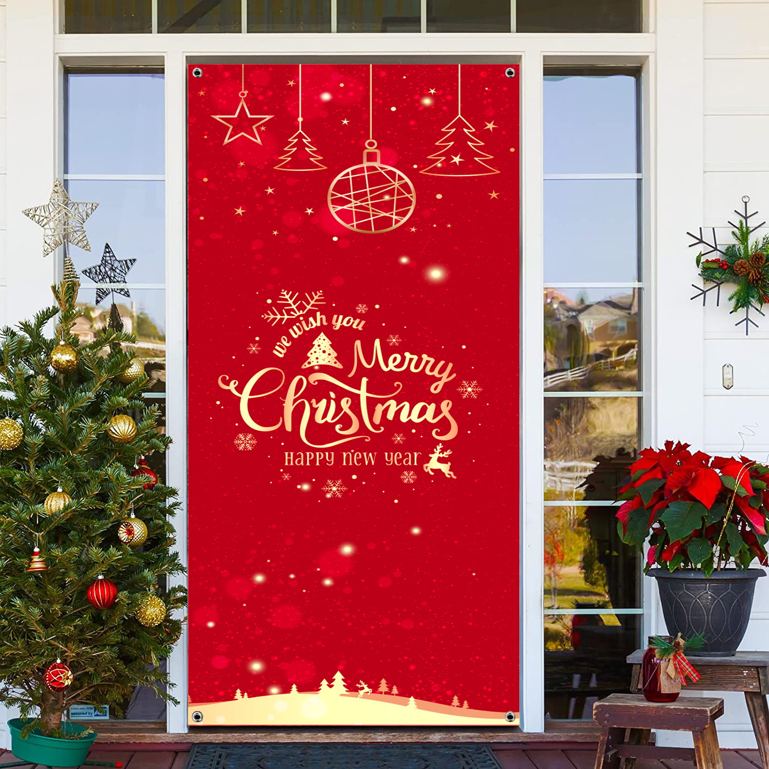 Nuevo estilo transfronterizo cubierta de puerta de Navidad puerta colgante decoración de puerta escena festiva decoración accesorios suministros de Navidad al por mayor