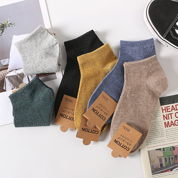 Men's solid color retro breathable socks